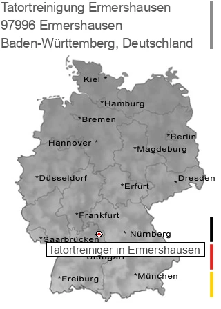 Tatortreinigung 97996 Ermershausen, Baden-Württemberg Tatortreinigung Ermershausen, 97996 Ermershausen