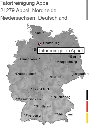 Tatortreinigung Appel, Nordheide, 21279 Appel