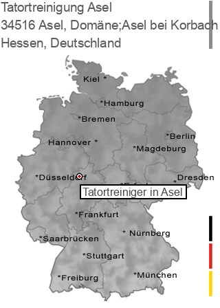 Tatortreinigung Asel, Dom&auml;ne;Asel bei Korbach, 34516 Asel