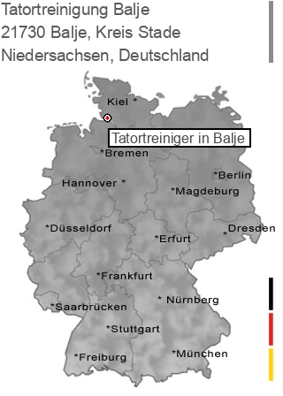 Tatortreinigung Balje, Kreis Stade, 21730 Balje