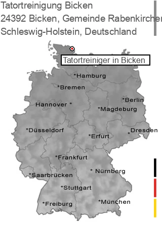 Tatortreinigung Bicken, Gemeinde Rabenkirchen-Faulück, 24392 Bicken