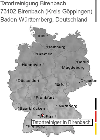 Tatortreinigung Birenbach (Kreis Göppingen), 73102 Birenbach