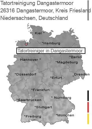 Tatortreinigung Dangastermoor, Kreis Friesland, 26316 Dangastermoor