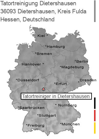 Tatortreinigung Dietershausen, Kreis Fulda, 36093 Dietershausen