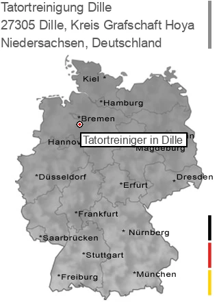 Tatortreinigung Dille, Kreis Grafschaft Hoya, 27305 Dille