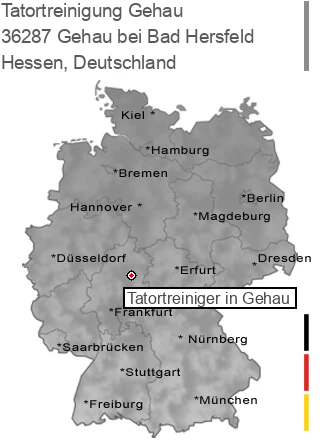 Tatortreinigung Gehau bei Bad Hersfeld, 36287 Gehau