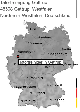 Tatortreinigung Gettrup, Westfalen, 48308 Gettrup