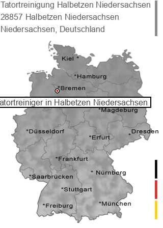 Tatortreinigung Halbetzen Niedersachsen, 28857 Halbetzen Niedersachsen