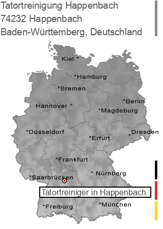 Tatortreinigung Happenbach, 74232 Happenbach