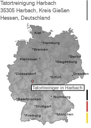Tatortreinigung 35305 Harbach, Hessen Tatortreinigung Harbach, Kreis Gießen, 35305 Harbach