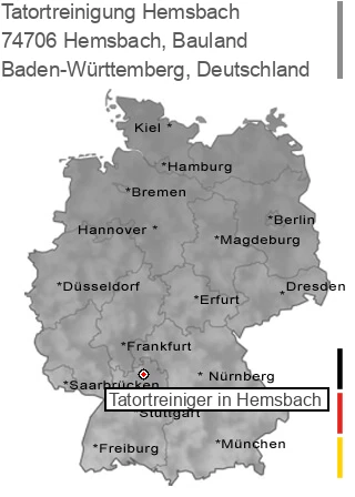 Tatortreinigung Hemsbach, Bauland, 74706 Hemsbach