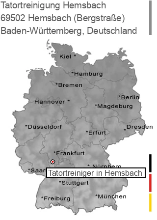 Tatortreinigung Hemsbach (Bergstraße), 69502 Hemsbach