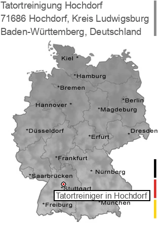 Tatortreinigung Hochdorf, Kreis Ludwigsburg, 71686 Hochdorf