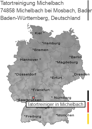 Tatortreinigung Michelbach bei Mosbach, Baden, 74858 Michelbach