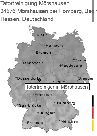 Tatortreinigung Mörshausen bei Homberg, Bezirk Kassel, 34576 Mörshausen