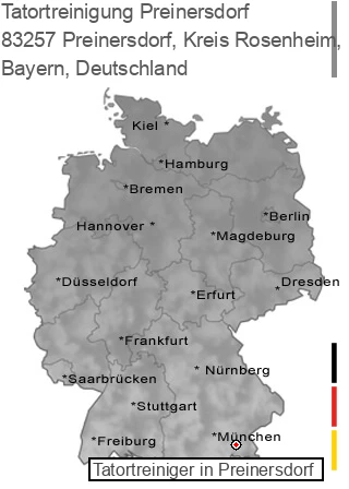 Tatortreinigung Preinersdorf, Kreis Rosenheim, Oberbayern, 83257 Preinersdorf