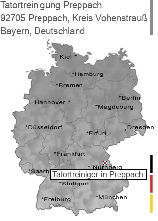 Tatortreinigung Preppach, Kreis Vohenstrauß, 92705 Preppach
