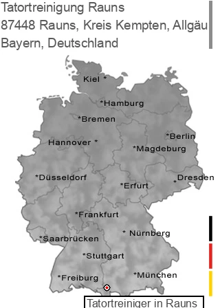 Tatortreinigung Rauns, Kreis Kempten, Allgäu, 87448 Rauns