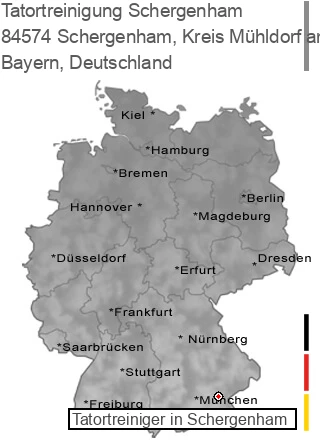 Tatortreinigung Schergenham, Kreis Mühldorf am Inn, 84574 Schergenham