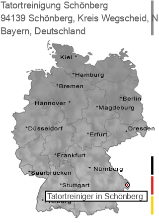 Tatortreinigung Schönberg, Kreis Wegscheid, Niederbayern, 94139 Schönberg