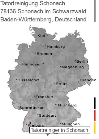 Tatortreinigung Schonach im Schwarzwald, 78136 Schonach