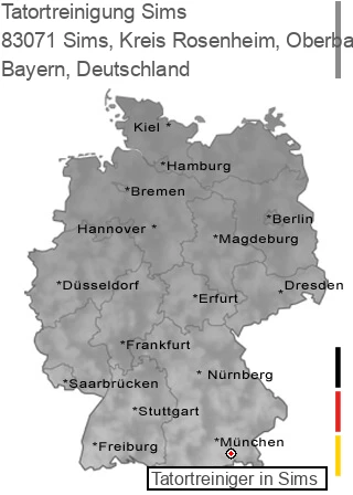 Tatortreinigung Sims, Kreis Rosenheim, Oberbayern, 83071 Sims