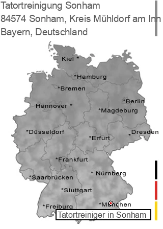 Tatortreinigung Sonham, Kreis Mühldorf am Inn, 84574 Sonham